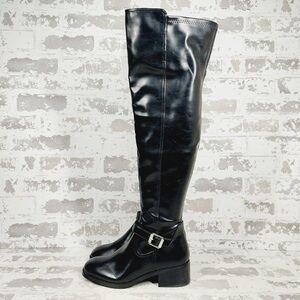NEW DV by Dolce Vita Elyse Buckle Block Heel Black Boot Over-The-Knee D673